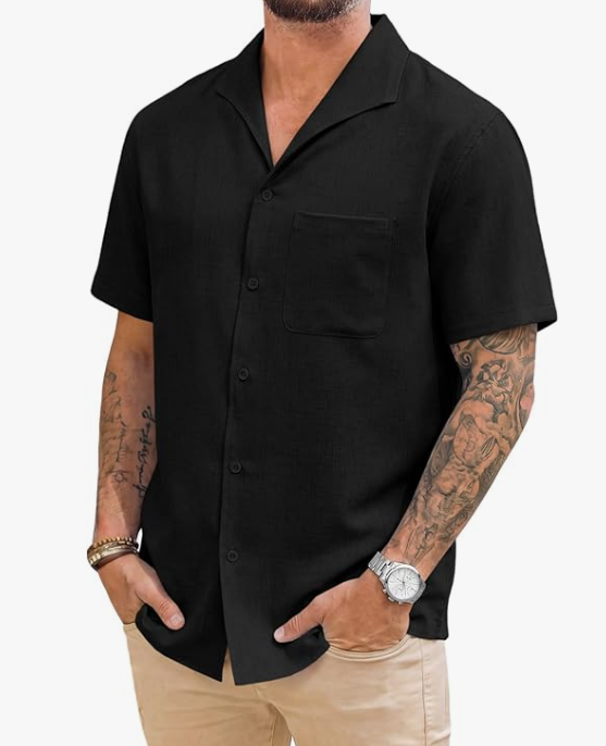 Runcati Camisas casuales con botones para hombre